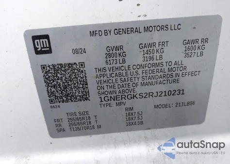 2024 Chevrolet Traverse Fwd Lt from USA, damaged, VIN 1GNERGKS2RJ210231
